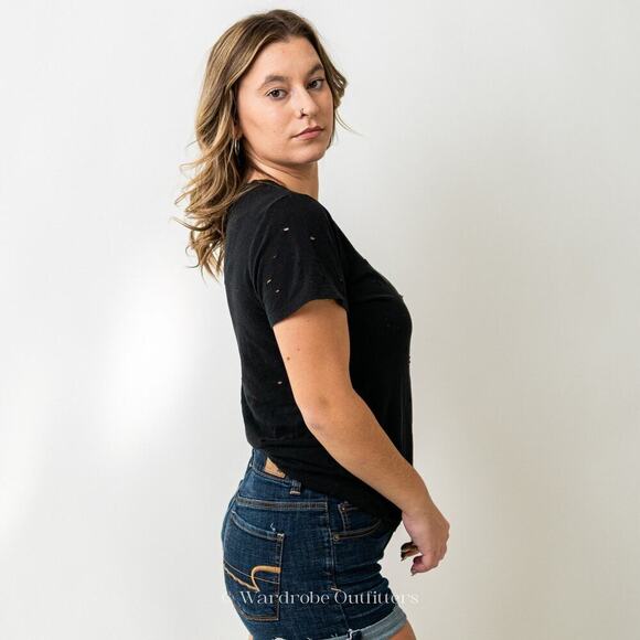 Lulus Distressed Acid Thrashed Black Tee - Picture 4 of 8